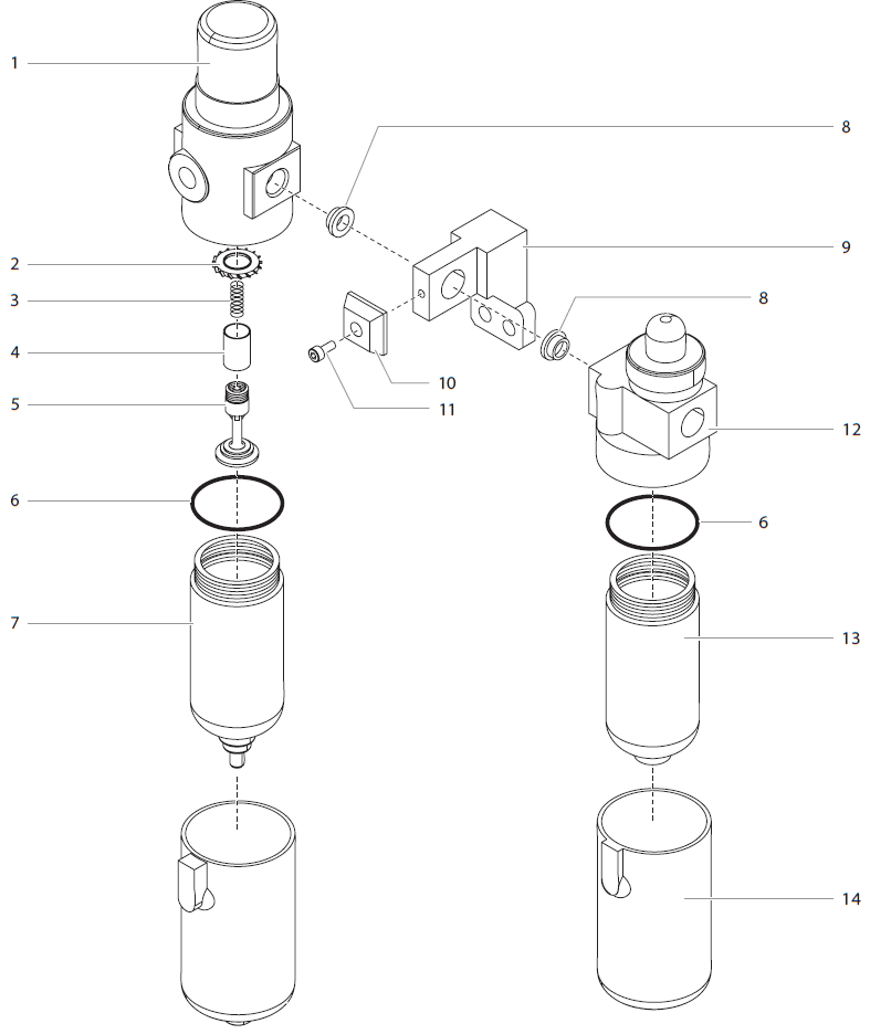 PowrCoat 630 Automatic filter, Lubricator, Regulator Assembly Parts